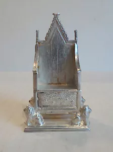 WONDERFUL VINTAGE ENGLISH STERLING SILVER MINIATURE THRONE CHAIR / HALL SEAT - Picture 1 of 9