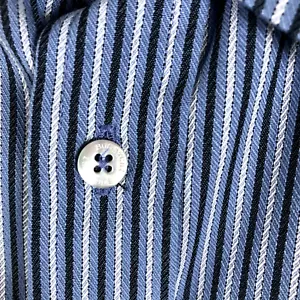 Bugatchi Uomo Vestito Camicia Uomo X Large Blu Nero Righe Abbigliamento da Lavoro Contemporaneo - Foto 1 di 21