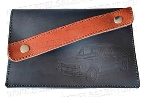 Portadocumenti portalibretto pelle incisione Leather Fiat 127 Artigianale - Picture 1 of 2