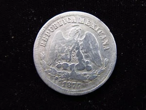 Mexico 25 Centavos 1877 Pi H San Luis Potosi Silver Mexicanos h6524 Money Coin - Picture 1 of 2