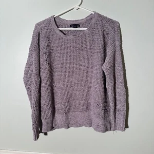 AE Distressed Sweater Women’s Small Long Sleeve Knit Purple Grunge - Picture 1 of 6
