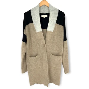 LOFT Italian Yarn Color Block One Button Cardigan Sweater Size L/XL - Picture 1 of 7