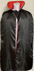Czerwono-czarna dwustronna satynowa peleryna z kołnierzem dla dorosłych, długość 37 cali