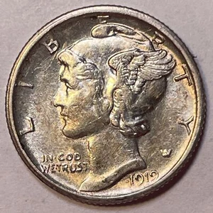 1919-S Mercury Silver Dime Choice Almost Uncirculated AU+ Coin #20642 - Picture 1 of 3