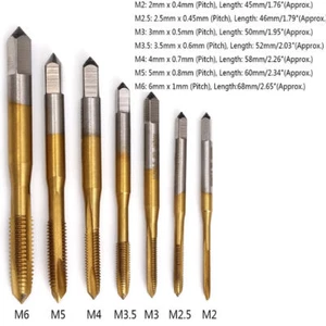 M2-M6 Titanium Plated Metric HSS Straight Flute Thread Screw Tap Plug Tap DIY - Picture 1 of 16