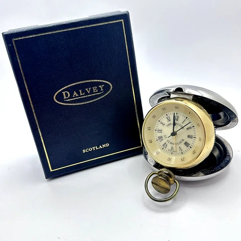 The Grant Of Dalvey St. Elmo Alarm Travel Clock With Box & New Battery Vintage Cover
