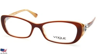 NUEVO Vogue VO 2808-H 1667 LUZ SUPERIOR HABANA On LUZ MARRÓN CLARO GAFAS 53-16-135mm Foto 1 de 4