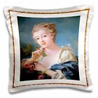 3dRose French Vintage Painting Girl With Roses 16x16 inch Pillow Case