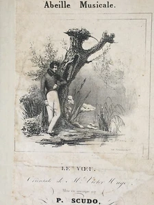 Wunsch VICTOR HUGO Partitur Musik SCUDO Musikbiene LITHOGRAPHIE 19. Jh. - Bild 1 von 3