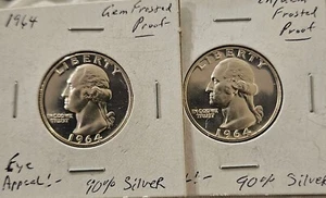 1964 25C (Proof) Washington Quarter  GEM PROOF [ LOT OF 2 COINS ] 🔥 - Picture 1 of 10
