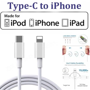 Fast Charger USB-C Cable for Apple iPhone 14 13 12 11 Pro Max XR Xs Max 8 7 PLUS - Picture 1 of 12