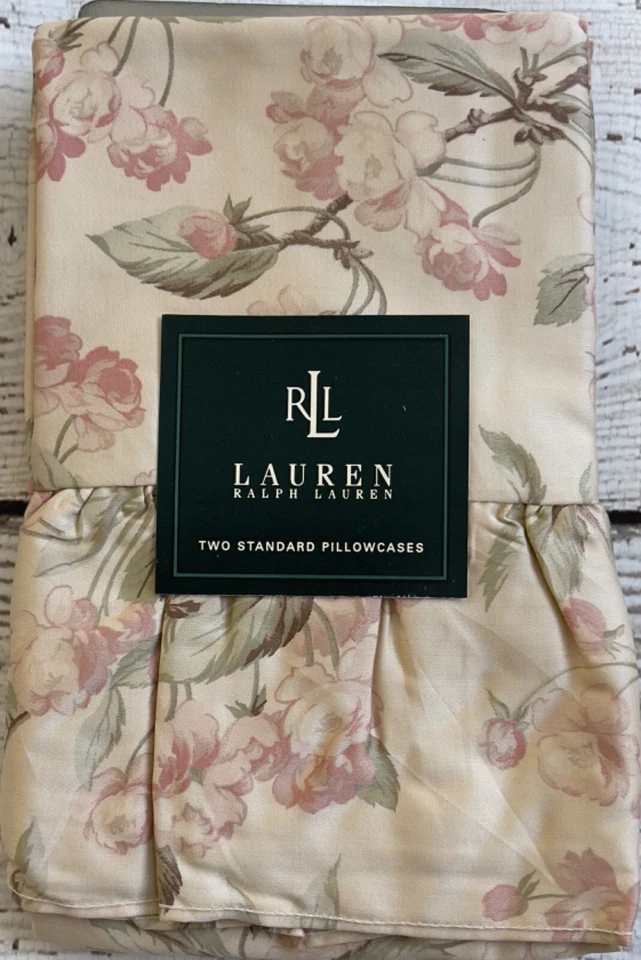 BELMONT OAKS Ralph Lauren Pair *STANDARD PILLOWCASES Floral SATEEN Ruffle