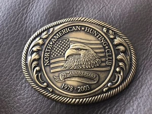 North American Hunting Club 25th Anniversary 1978-2003 Brass Belt Buckle Eagle * - Picture 1 of 2