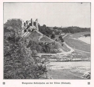 Ruinas del castillo Kokenhofen an der Düna - Livlandia - 1916 - Grabación histórica ~ 10x9 cm - Imagen 1 de 1