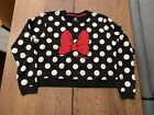 Minnie Mouse Polka Dot Black Women’s Crop Pullover Sweatshirt Used Size XL