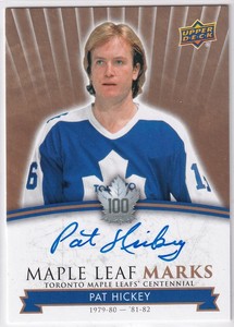 2017-18 Toronto Maple Leafs Centennial Maple Leaf Marks #MLMPH Pat Hickey AUTO