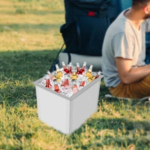 Drop-in Ice Bin Chest Cooler Stainless Steel Removable Lid Cover 22x17x12 inch - Picture 1 of 15