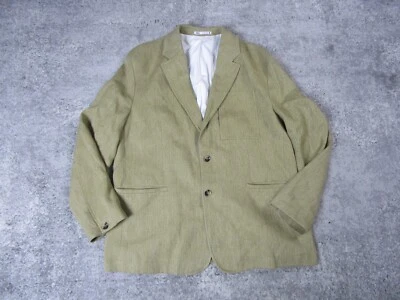 Zara Blazer Mens Large Man Linen Beige Sport Coat Long Sleeve Business 2 Buttons - Image 1 of 4