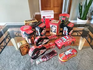 Vintage 80s 90s, Lot of 14 Coca Cola Metal Tins. Unopened Norman Rockwell Puzzle - Picture 1 of 17