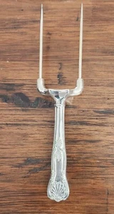 SHEFFIELD MEAT HOLDING CARVING FORK Vintage PLATE silverplate server Sign ITALY - Picture 1 of 7