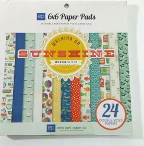 6" x 6" PRINTED PAPER PAD 24 Double-Sided Sheets WALKING ON SUNSHINE Echo Park - Picture 1 of 2