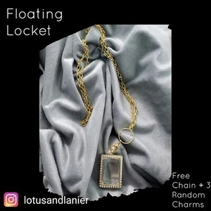 Floating Locket w/Chain Plus 3 Random Charms - Picture 1 of 4