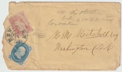 US #63 & 65 on Apr.11,1862 New York Cover to Mr. Mitchell Esq. Washington DC - Image 1 of 2