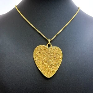 Yves Saint Laurent YSL Heart plate Pendant Necklace Gold-tone from Japan - Picture 1 of 11
