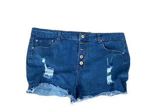Forever 21 Plus Dark Blue Denim Jeans Cut Off Shorts - Size 2X - Picture 1 of 5