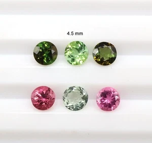 4.5 mm Natural Tourmaline 2.50 Ct Round Cut Multi Color Loose Gemstone 6 Pcs - Picture 1 of 6