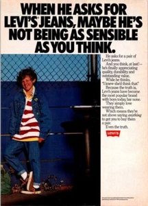 Anuncio vintage 1987 de Levi's cuando pide Levi’s Maybe He’s Not Being Tan Sensible - Imagen 1 de 1