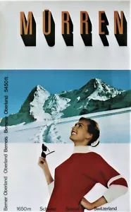 Original Vintage Poster MURREN BERNESE ALPEN JUNGFRAU SPORT LADY um 1960 - Bild 1 von 1
