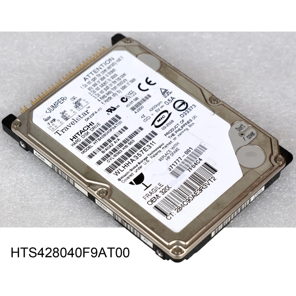 2,5" 6,35cm IDE HDD HITACHI TRAVELSTAR HTS428040F9AT00 DK23FA-40 40GB PATA M1294 - Bild 1 von 4