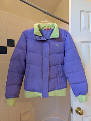 Chaqueta acolchada de plumón de pato con ribete verde púrpura PUMA talla L  Foto 1 de 4