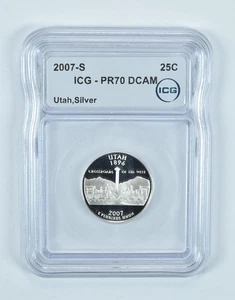 2007-S Washington State Quarter Utah Silver PR70 DCAM ICG *8342 - Picture 1 of 5
