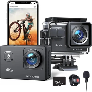 WOLFANG Action Camera GA100 4K 30FPS 20MP Underwater Video Camera Waterproof 40M - Picture 1 of 12