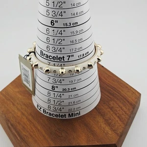 Bracciale Nordstrom tono bianco e oro con borchie a spillo spigoloso impilabile nuovo con etichette - Foto 1 di 6