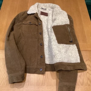 M&S Eighty Four Jacket Mens Large Brown Trucker Fleece Corduroy Sherpa Cord - Picture 1 of 7