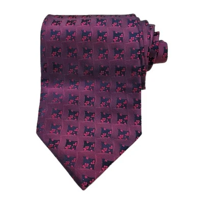 Corbata Johnston & Murphy Para Hombre Borgoña Rosa Seda Hecha a Mano Patrón Cuadrado Floral Foto 1 de 3