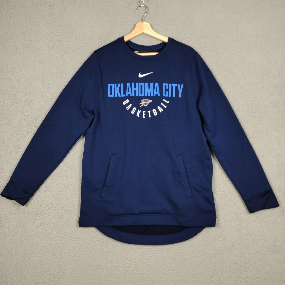 Nike Sweatshirt Men L Blue OKC Thunder Basketball Pullover NBA Pockets 865235419 - Image 1 of 4