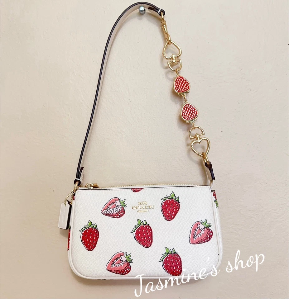 Coach Nolita 19 Leather Shoulder Bag With Strawberry Print CAL25