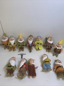 Vintage Disney Full Set of 7 + Extra Seven Dwarves Figures Dolls Snow White - Picture 1 of 6
