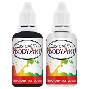 Custom Body Art 2 Color Kit Temporary Tattoo Airbrush Paint Body Ink Set - Picture 1 of 4