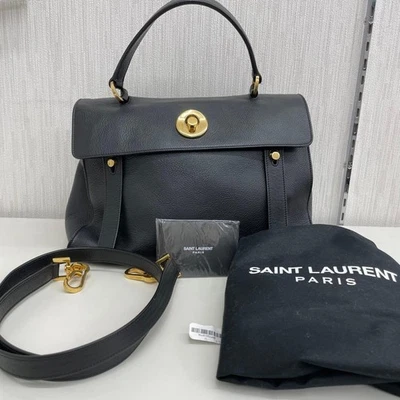 Yves Saint Laurent Muse 双皮革包,黑色,19x25x12。 — 第 1/4 张图片