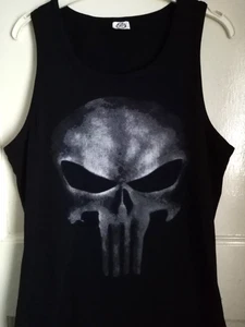 T-Shirt Skull Vest Sleeveless Medium Black Biker Graphic Print Tee Womans - Picture 1 of 24