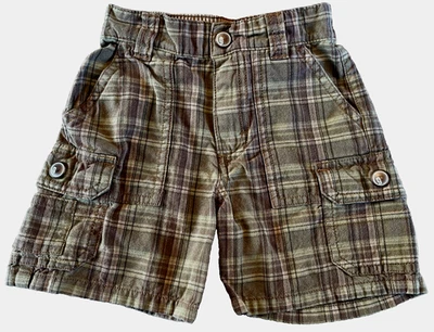 Pantalones Cortos GYMBOREE Jungle Preserve 2007 Carga a Cuadros Algodón Utilitario Bolsillo 6-12M Foto 1 de 4