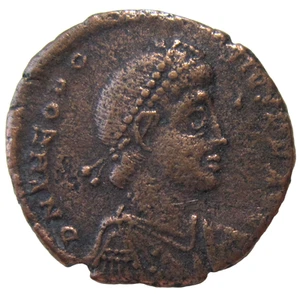 TEODOSIO I, 379- 395 AD. AE 2. NICOMEDIA COMO NUEVO, C. 392-395 AD. REVERSO EMPERADOR - Imagen 1 de 3