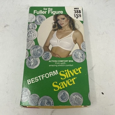 Sutiã protetor prata vintage Nos 38B Bestform branco década de 1980 lingerie roupa íntima - Imagem 1 de 4