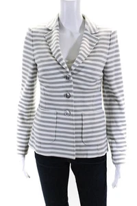 BASLER Damen Blazer gestreift Print geknöpft Kragen Langarm Grau Größe EUR34 - Bild 1 von 10