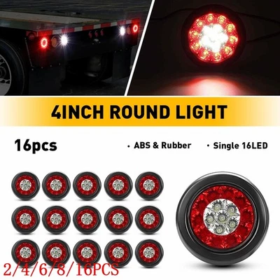 Luces de freno traseras giratorias para remolque camión 4 pulgadas redondas 16-LED a prueba de agua Foto 1 de 4